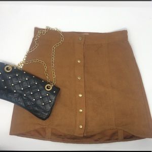 Tan/Brown Faux Suede Skirt